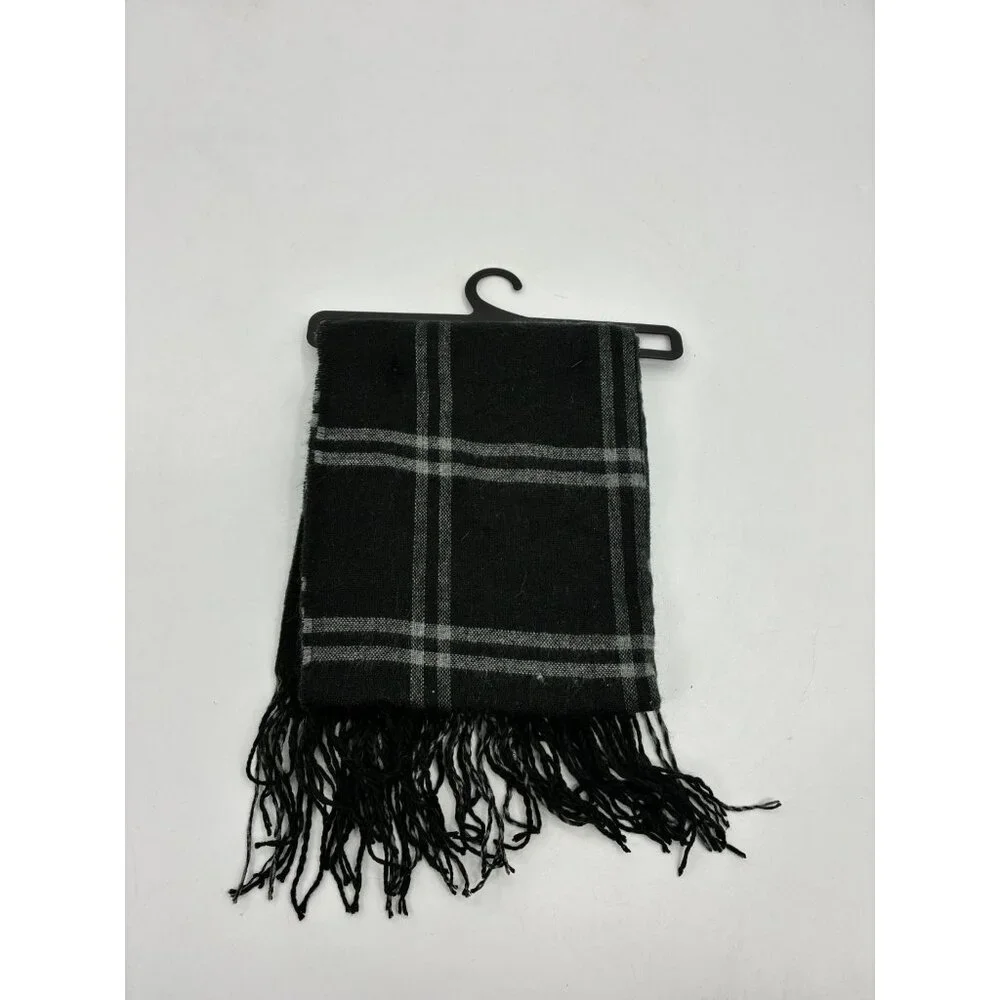 Goodfellow & Co Mens Black Gray Plaid One Size Acrylic Scarf
